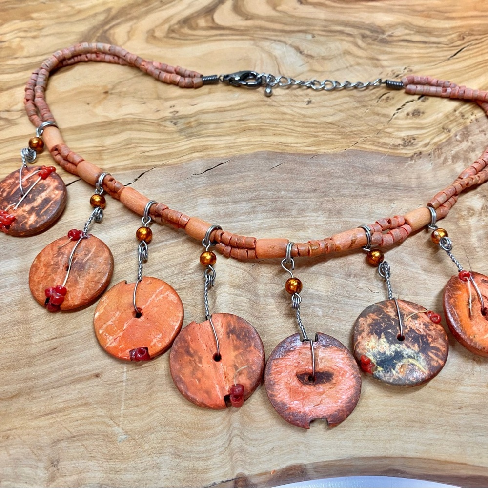 Handcrafted Orange and Brown Necklace